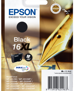 Epson 16XL sort blækpatron 12,9ml original Epson C13T16314010