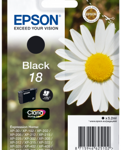 Epson 18 sort blækpatron 5,2ml original Epson C13T18014010