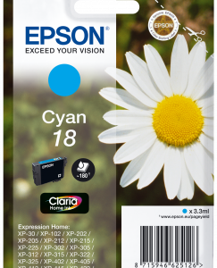 Epson 18 cyan blækpatron 3,3ml original Epson C13T18024010