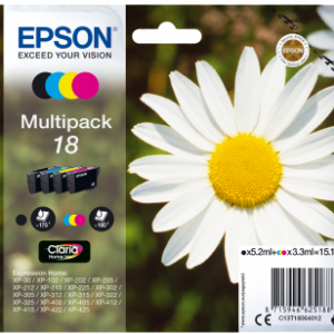 Epson 18 multipack BK+C+M+Y blækpatron 15,1ml original C13T18064010