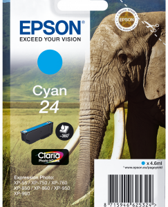 Epson 24 cyan blækpatron 4,6ml original Epson C13T24224010