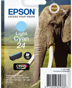 Epson 24 light cyan blækpatron 5,1ml original Epson C13T24254010