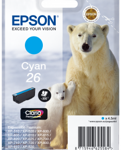 Epson 26 cyan blækpatron 4,5ml original Epson C13T26124010