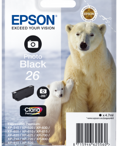 Epson 26 photo sort blækpatron 4,7ml original Epson C13T26114010