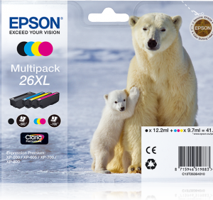 Epson 26XL multipack BK+C+M+Y blækpatron 41,3ml original C13T26364010