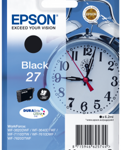Epson 27 sort blækpatron 6,2ml original - C13T27014012