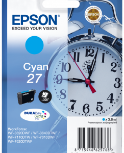 Epson 27 Cyan blækpatron 3,6ml original - C13T27024010