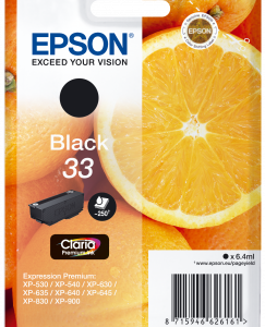 Epson 33 sort blækpatron 6,4ml original Epson C13T33314010