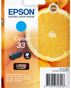 Epson 33 cyan blækpatron 4,5ml original Epson C13T33424010