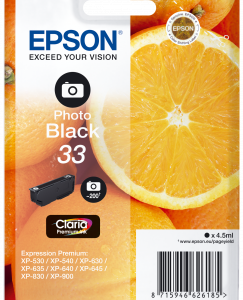 Epson 33 foto sort blækpatron 4,5ml original Epson C13T33414010
