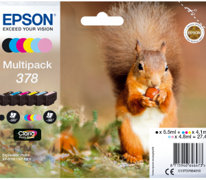 Multipack! Epson 378 BK/C/M/Y/LC/LM blækpatron 27,4ml original C13T37884010