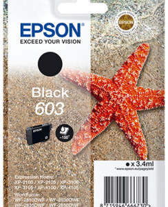 Epson 603 sort blækpatron original 3.4 ml Epson C13T03U14010