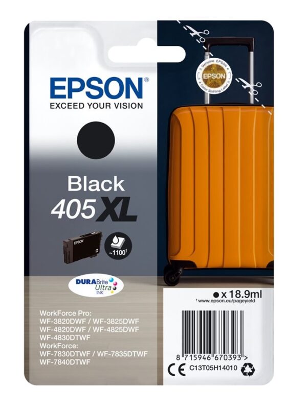 Epson 405XL sort blækpatron original 18,9ml Epson C13T05H14010