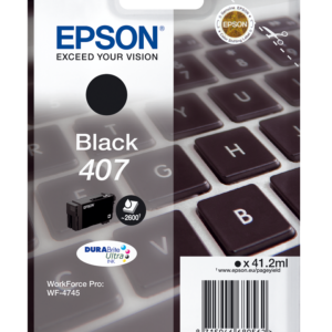 Epson 407 sort blækpatron original 41,2ml Epson C13T07U140