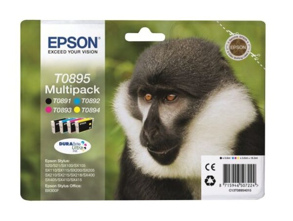 Valuepack! Epson T0895 bk/c/m/y blækpatron 16.3ml original Epson C13T08954010