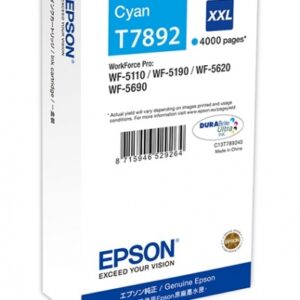 Epson T7892 xxl cyan printerpatron 4.000 sider original C13T789240