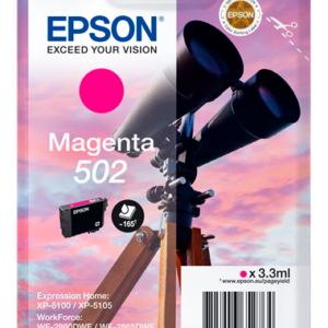 Epson 502 magenta blækpatron 3,3ml original C13T02V34010