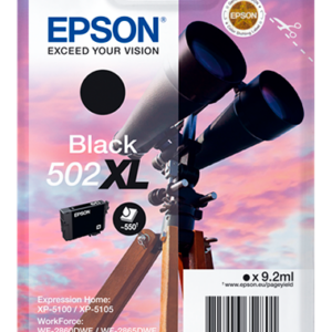 Epson 502XL sort blækpatron 9,2ml original C13T02W14010