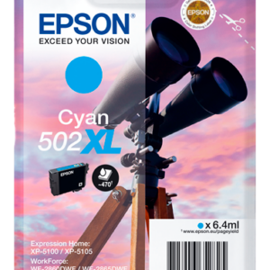 Epson 502XL cyan blækpatron 6,4ml original C13T02W24010