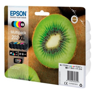 Multipack! Epson 202XL BK/PBK/C/M/Y blækpatron 47,2ml original C13T02G74010