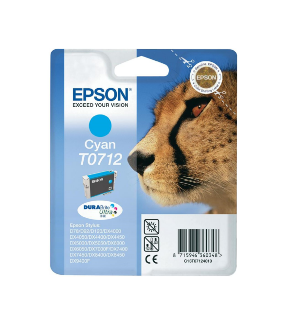 Epson T0712 cyan blækpatron 5ml original Epson C13T07124021