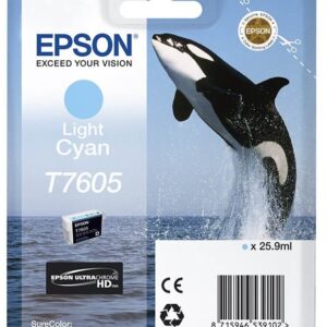 Epson T7605 light cyan blækpatron 26ml original Epson T7605
