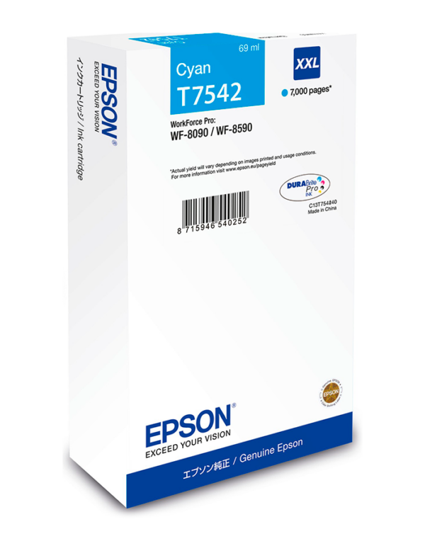 Epson T7542 cyan blækpatron 69ml original Epson C13T754240