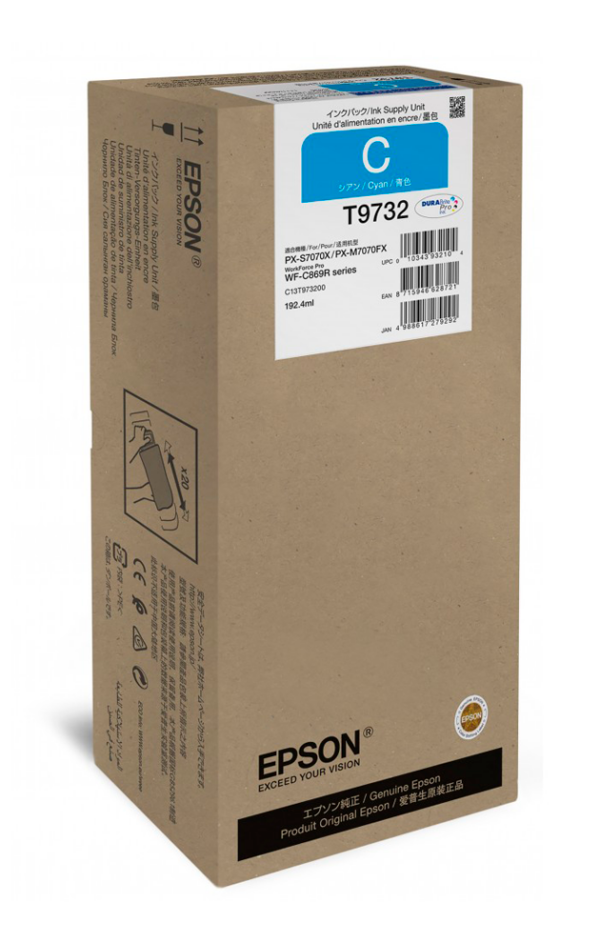 Epson T9732 XL cyan blækpatron 192,4ml original C13T973200