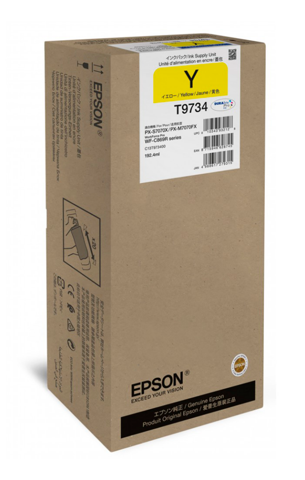 Epson T9734 XL gul blækpatron 192,4ml original C13T973400