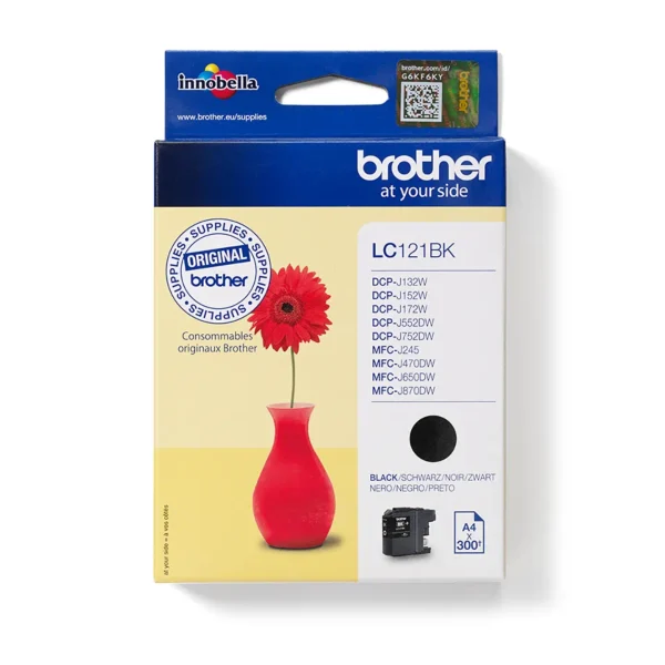 Brother LC121BK sort blækpatron original 300 sider